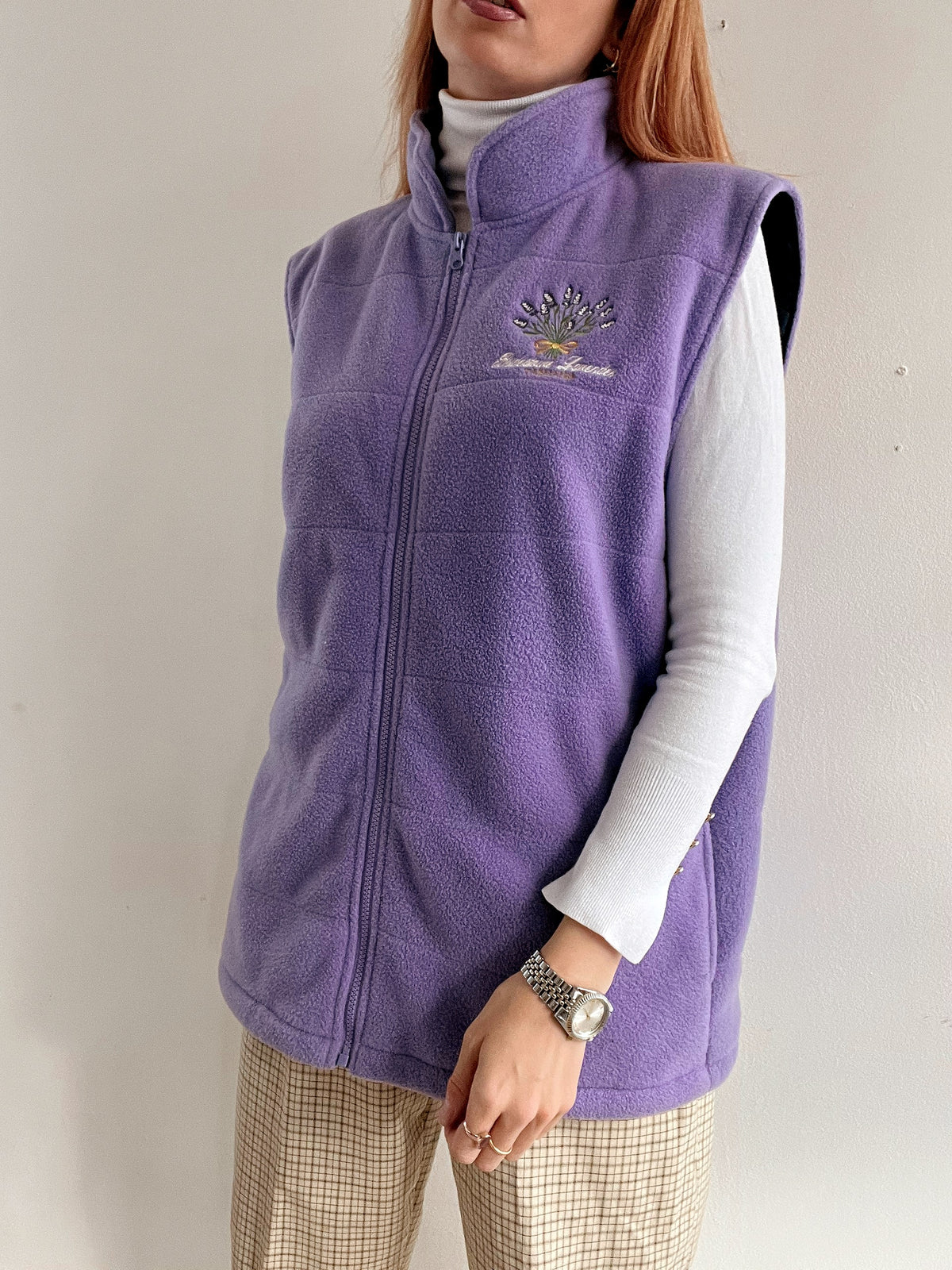 Gilet vintage sans manche polaire violet XL
