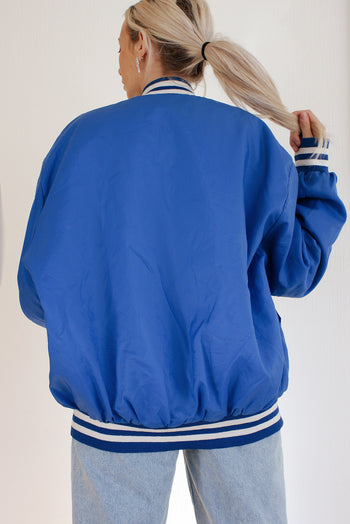 White and blue jacket with orange collar Adidas XL