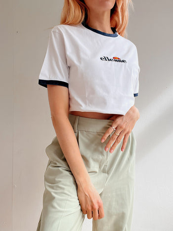 Tshirt vintage blanc brodé Ellesse M