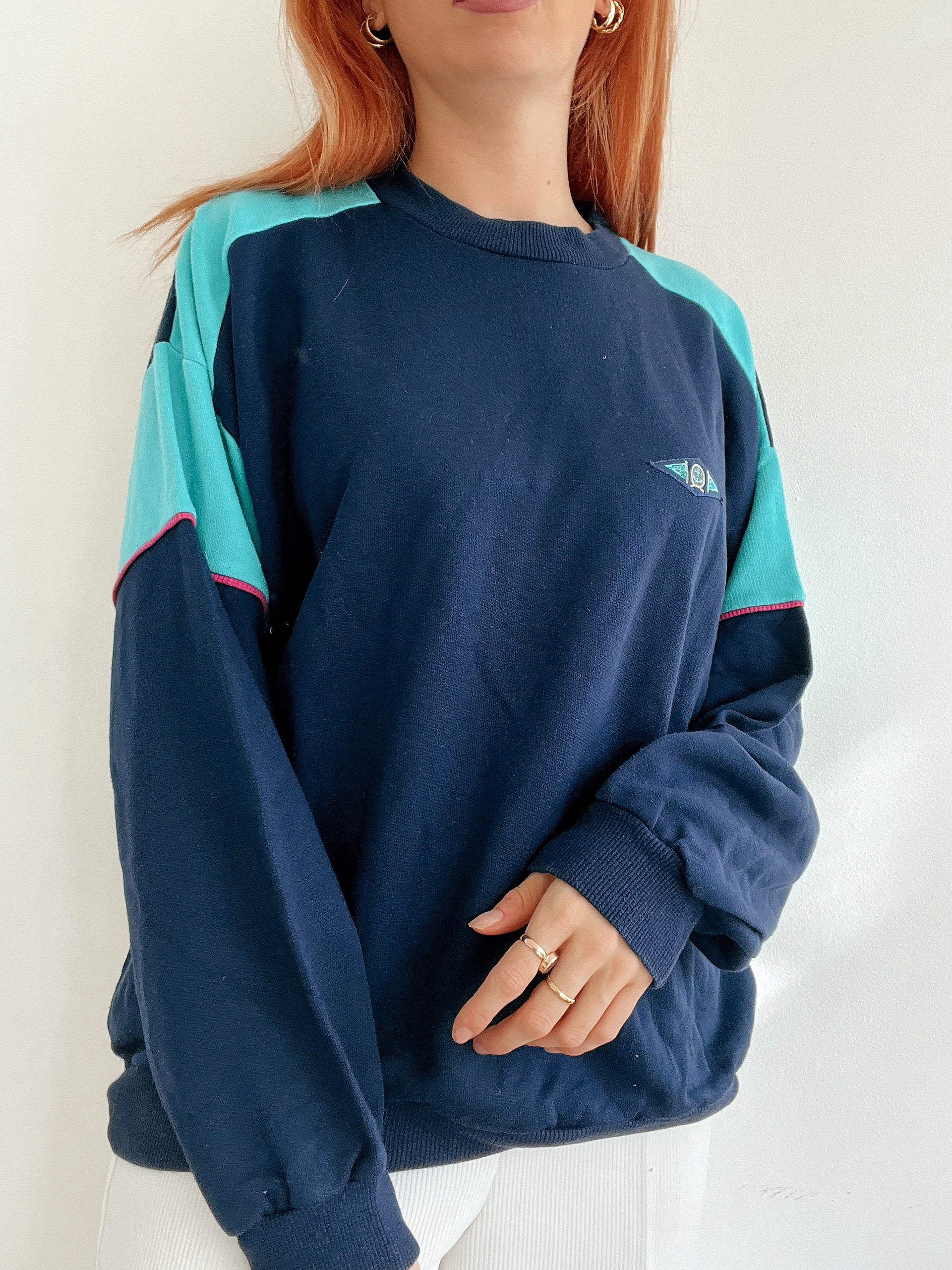 White and blue jacket with orange collar Adidas XL