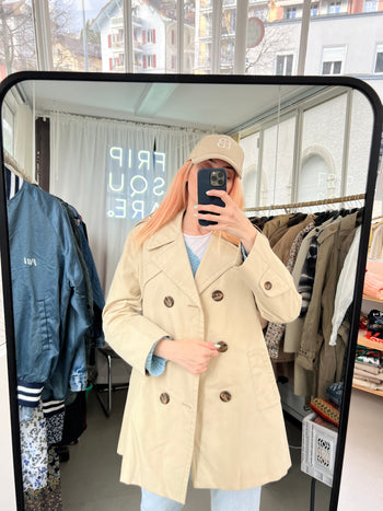 Trench coat vintage court beige fourré à l’intérieur M/L