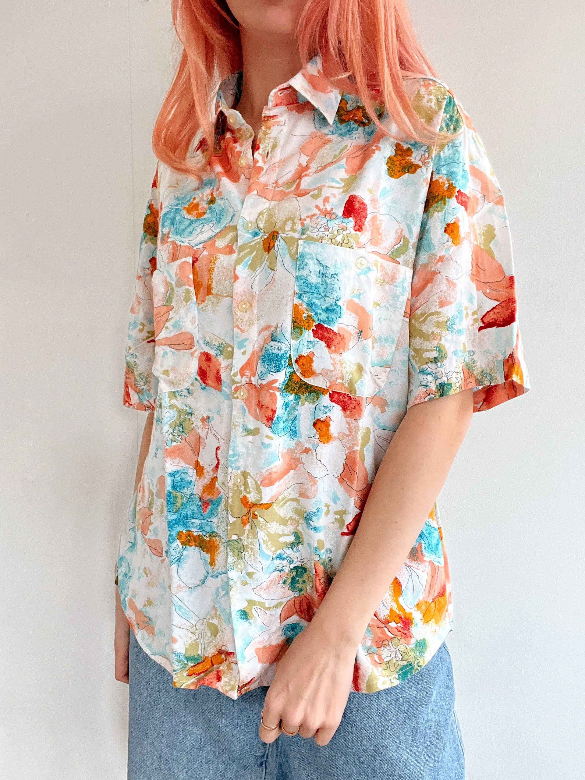 Chemise vintage à fleurs multicolore