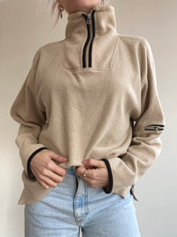 Beigefarbenes Fleece mit Reißverschluss L