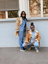 Manteau camel mouton retourné