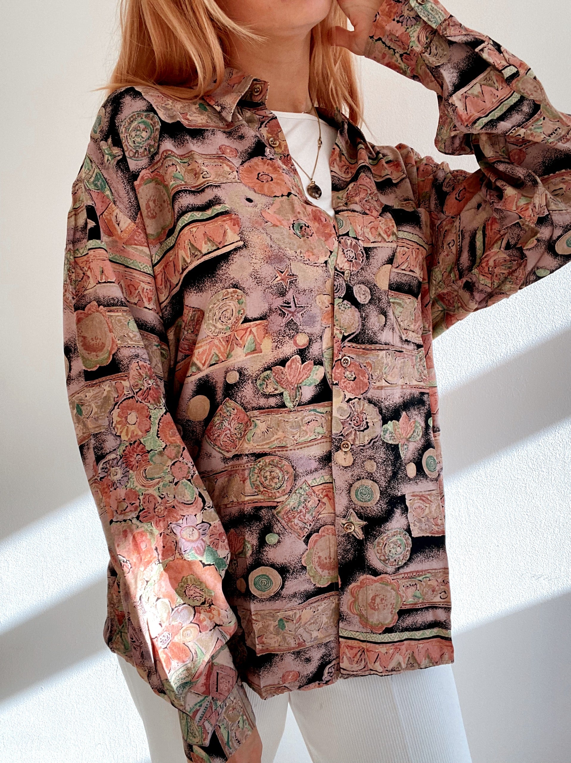 Chemise Vintage 80/90s brune à motifs