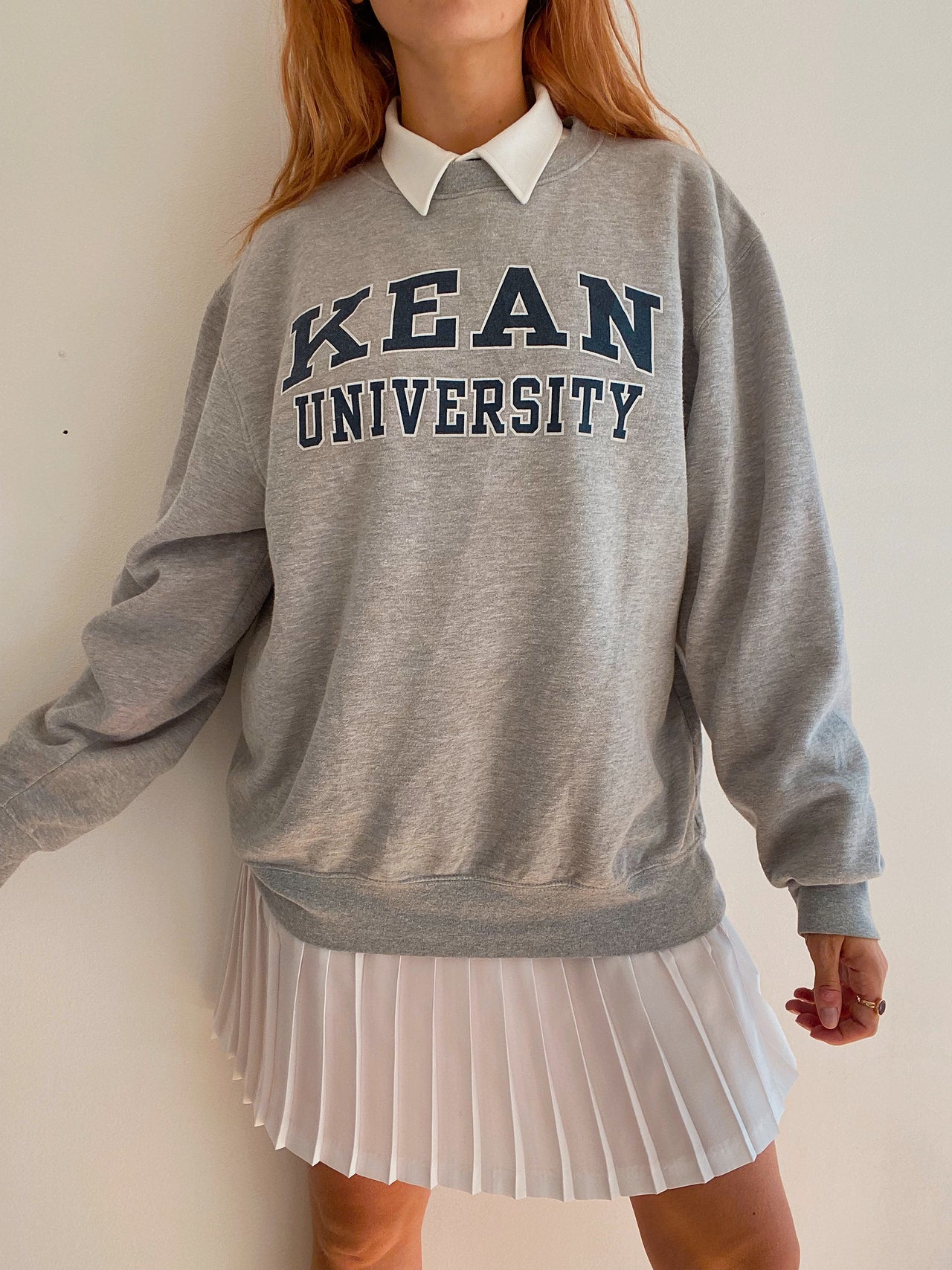 Pull vintage USA gris et bleu foncé L