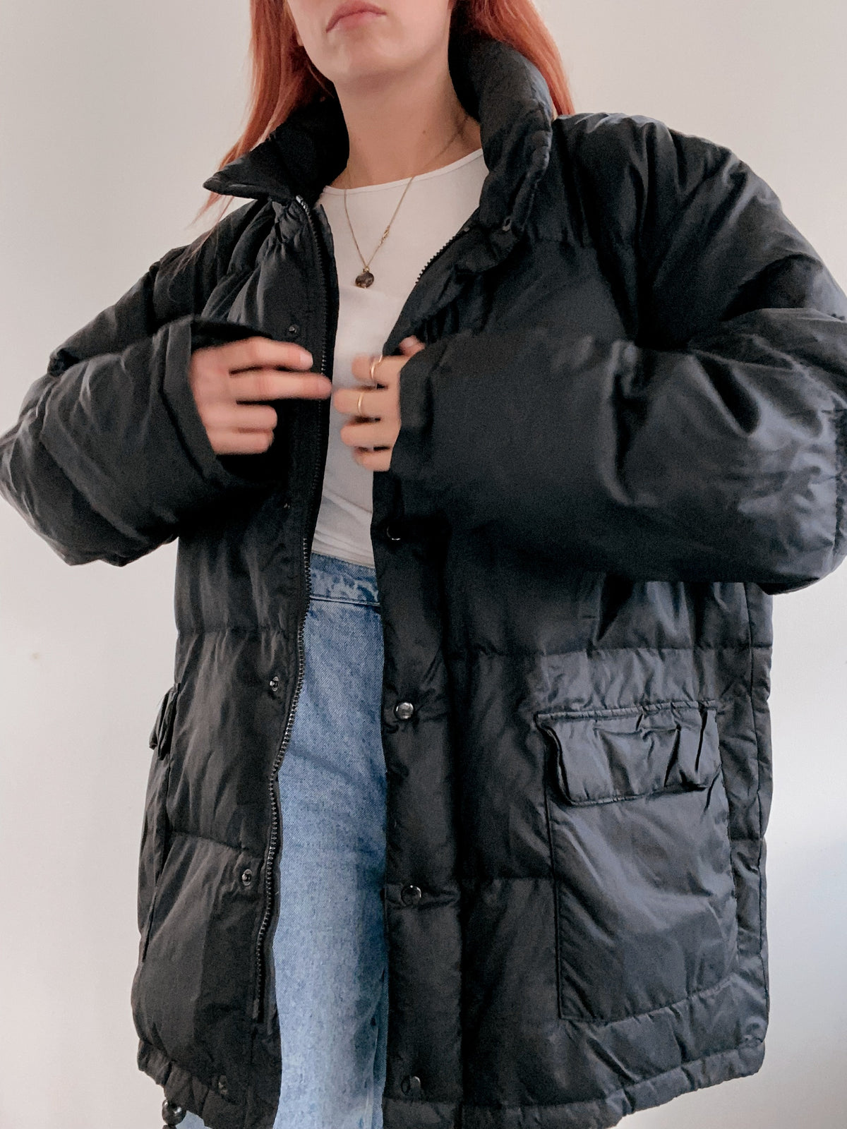 Veste doudoune vintage en plume noire  L