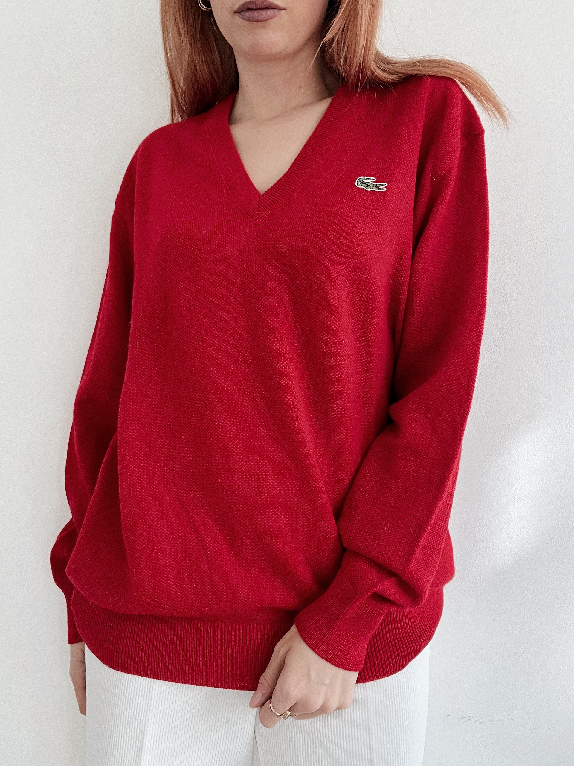 Vintage-Pullover aus roter Lacoste-Wolle