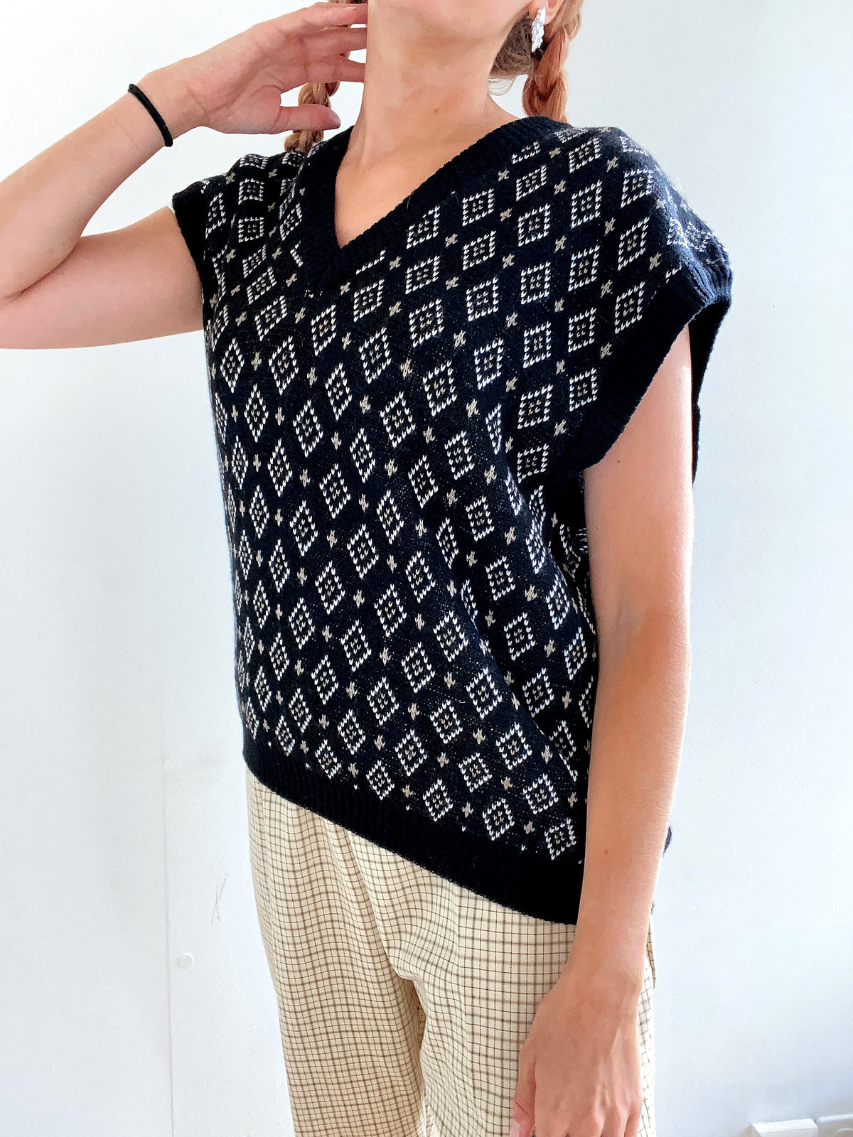 Gilet vintage en laine noir L