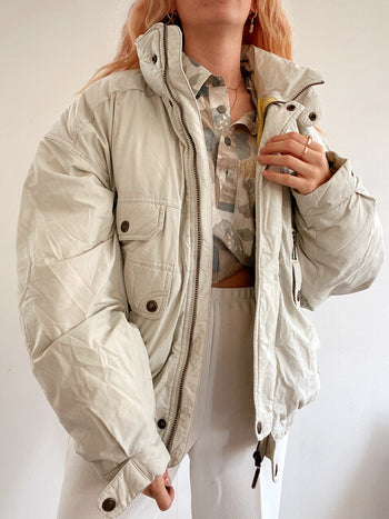 XL-Daunenjacke in Beige/Offwhite 