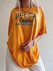 T-shirt vintage USA Delta Eagles Jaune XL