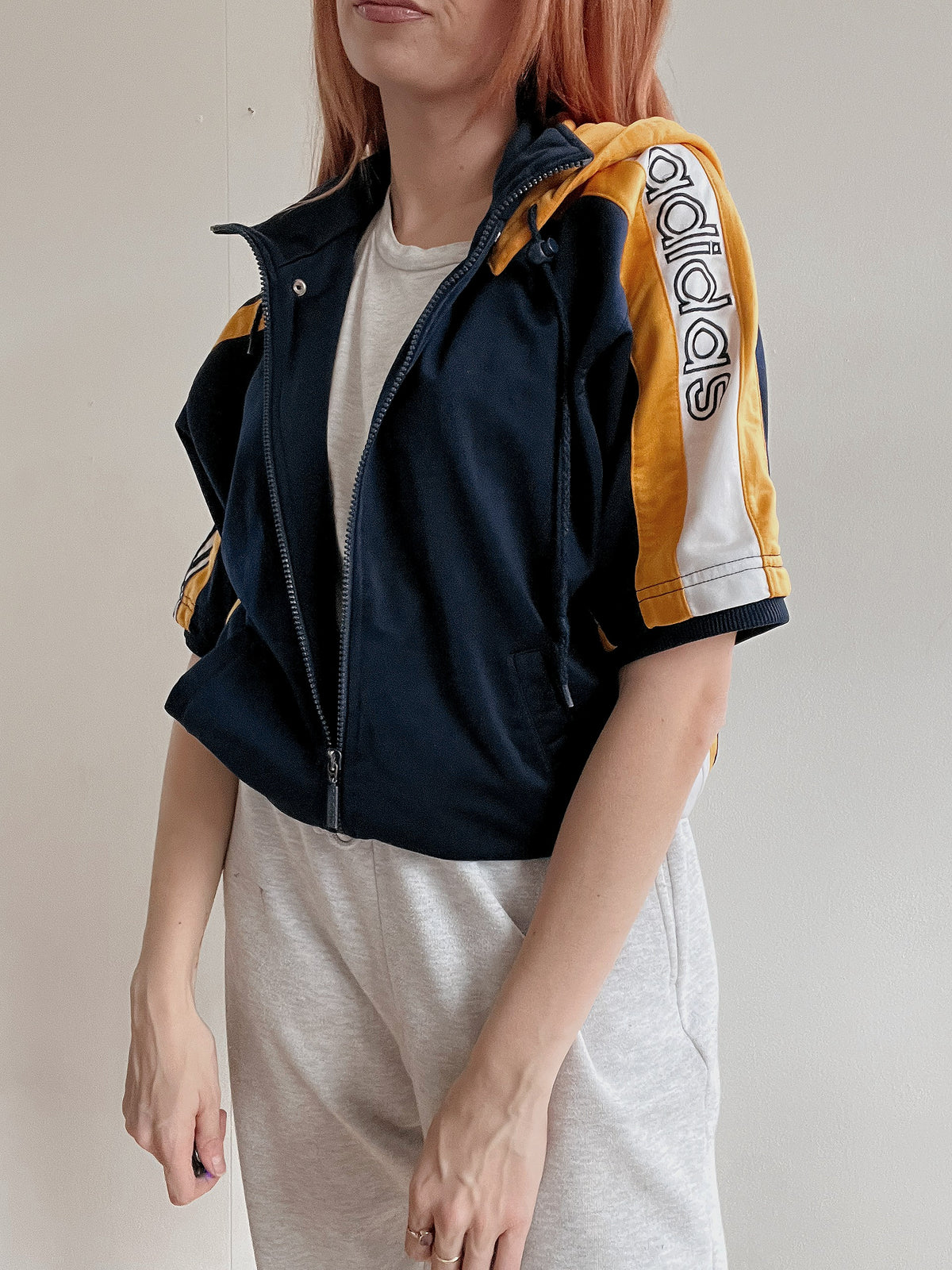 Vintage dunkelblaue Joggingweste Adidas L