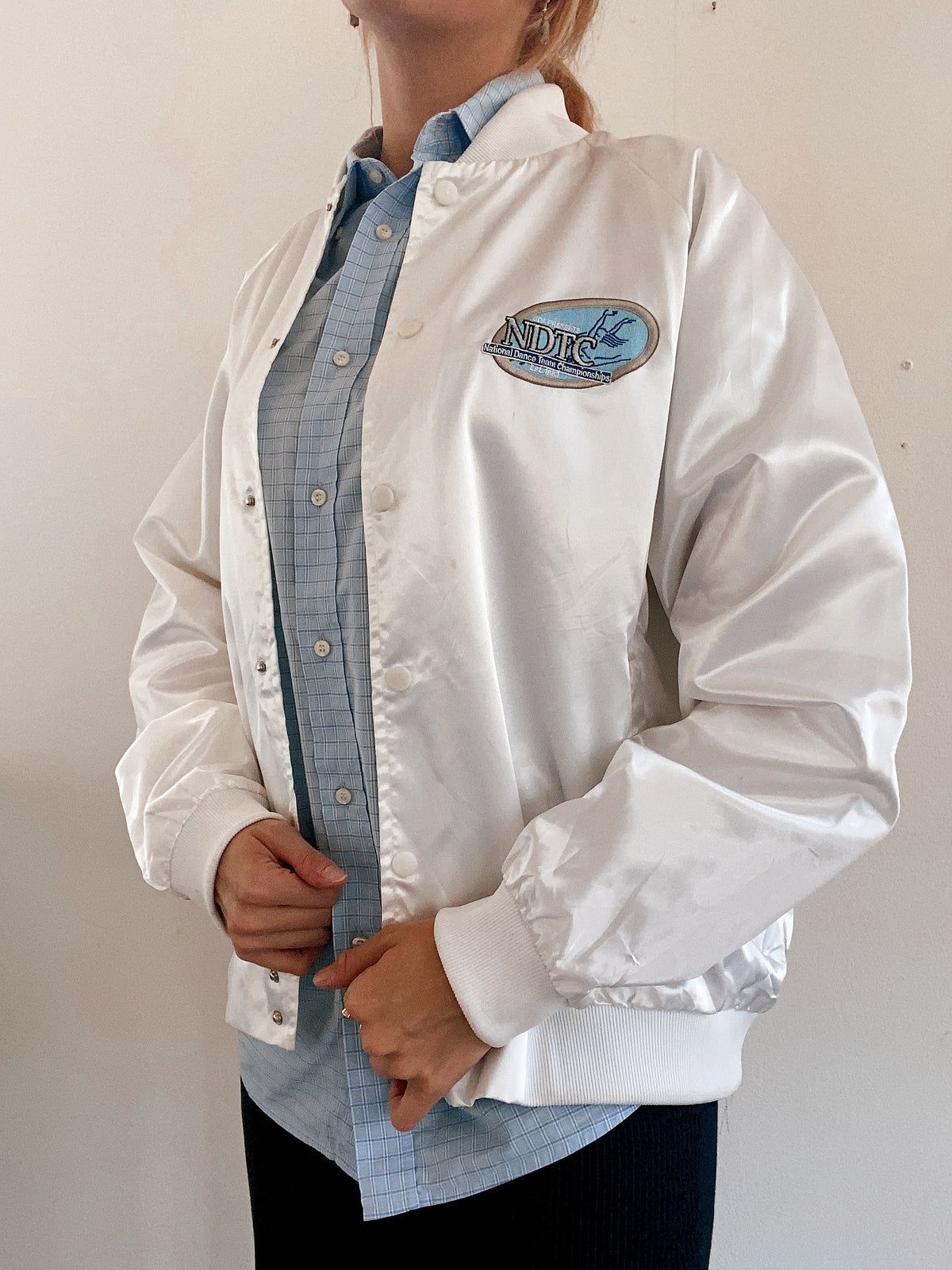 White and blue jacket with orange collar Adidas XL
