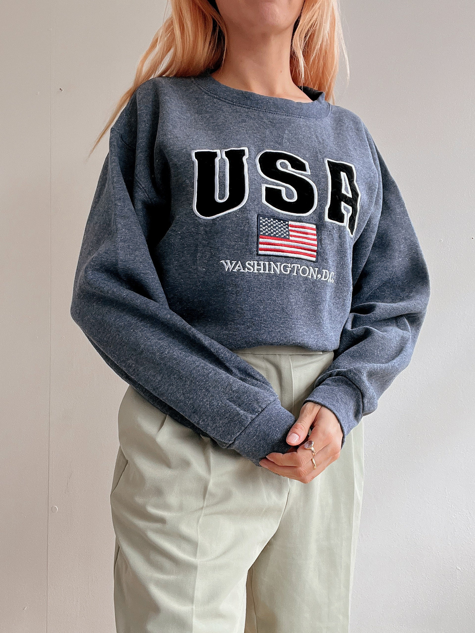White and blue jacket with orange collar Adidas XL