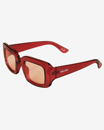 Geschenk Weihnachten – Rote Kelani-Brille + Vintage-roter Rollkragenpullover Lacoste M