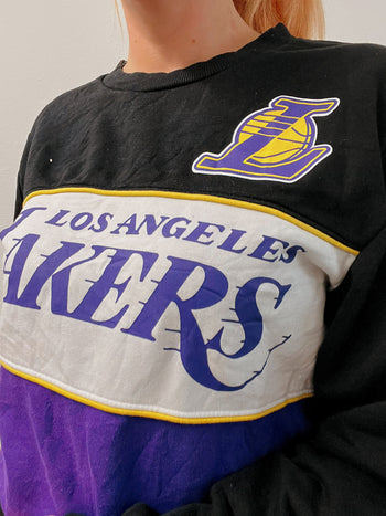 Pull vintage américain noir et violet Lakers M