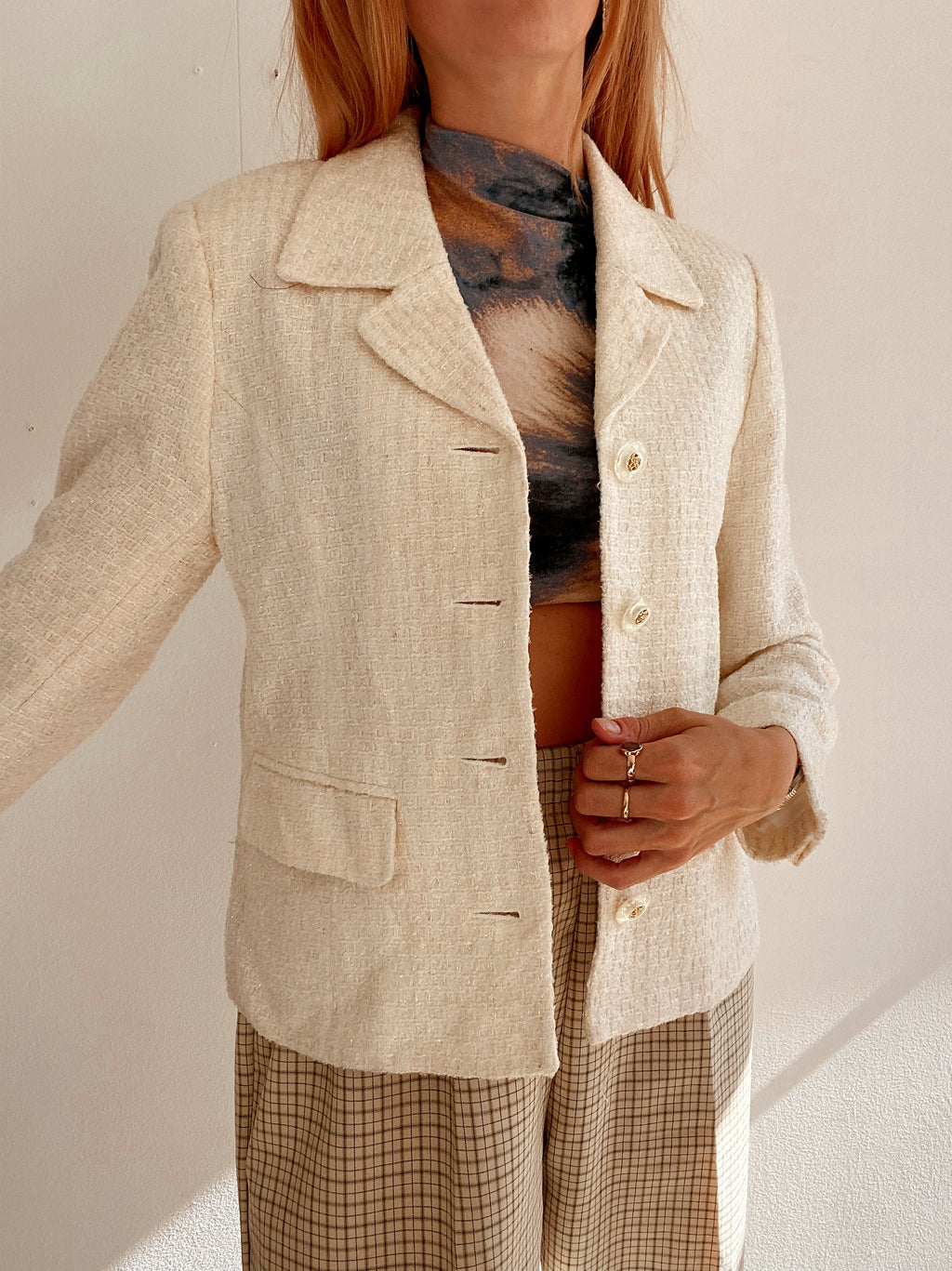 White and blue jacket with orange collar Adidas XL
