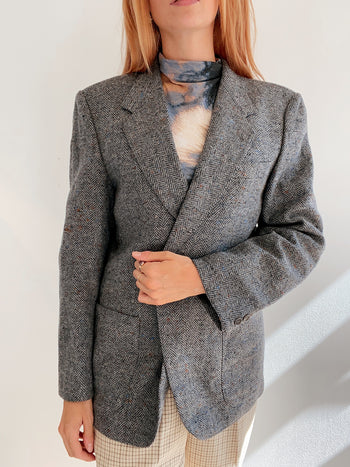 Veste blazer vintage gris épais L