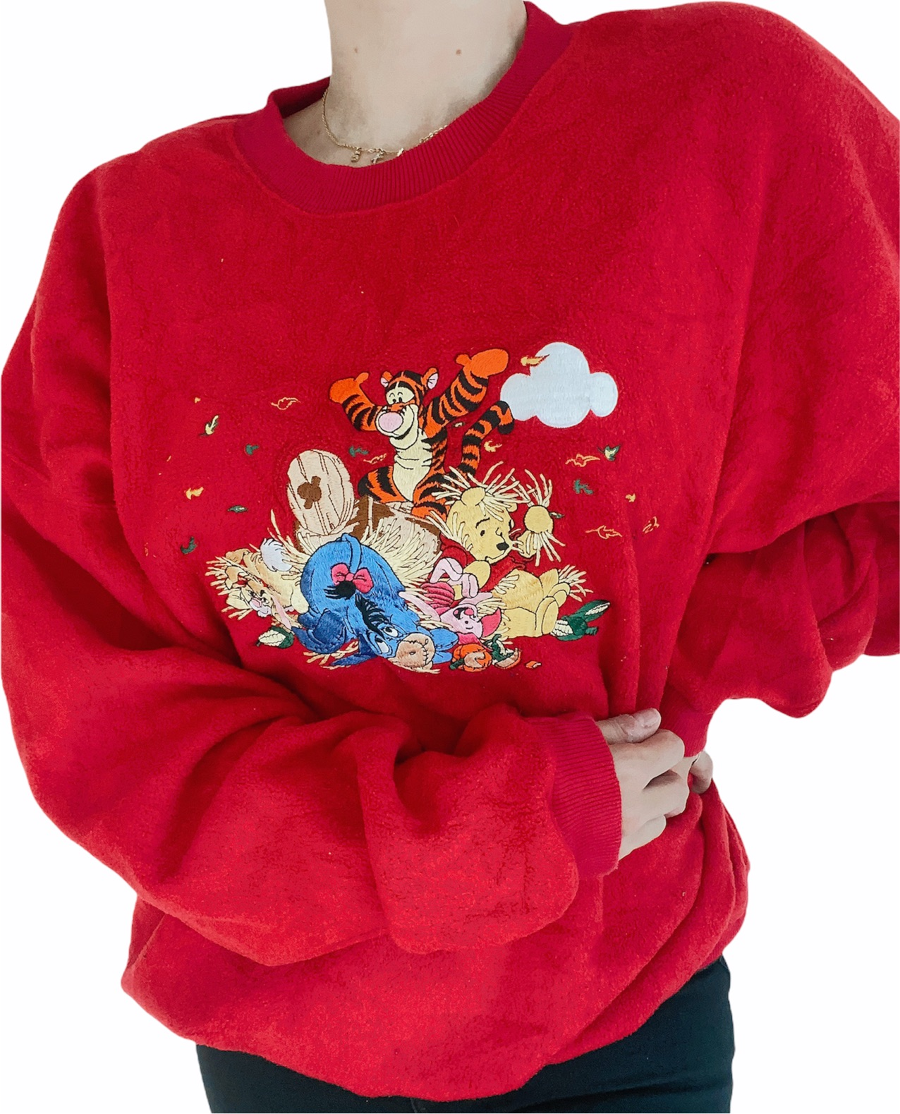 Disney roter Fleecepullover Winnie the Pooh bestickt XL