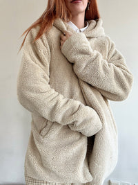 Cremefarbene Teddybär-/Fleecejacke XL