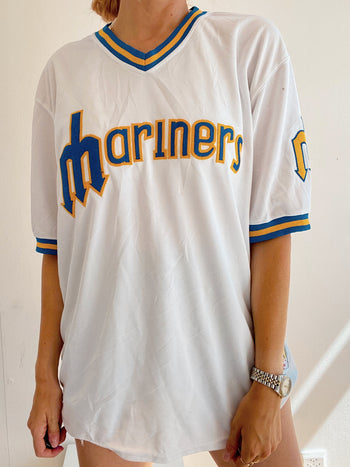 Maillot Mariners blanc et bleu M/L