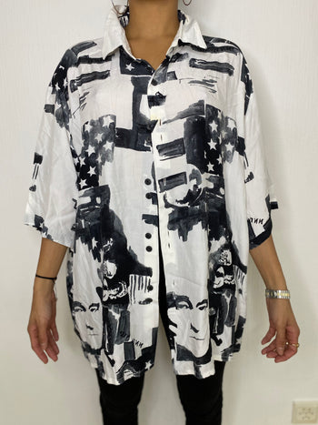 Chemise Vintage 80/90s blanche et noire