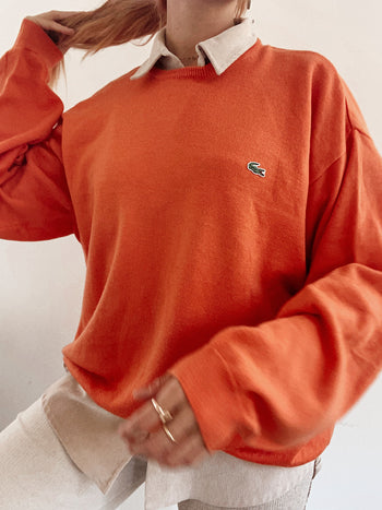 Pull en maille orange Lacoste XXL