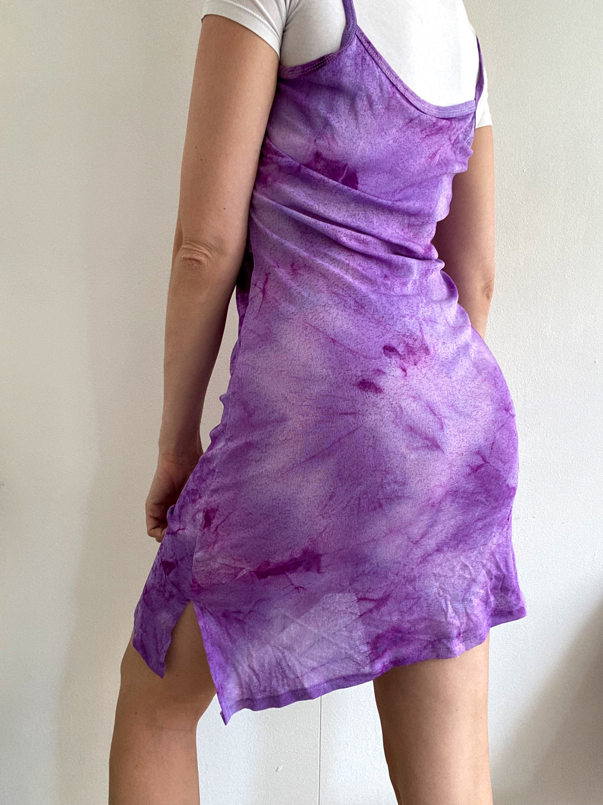 Robe vintage violette transparente Y2K s/m