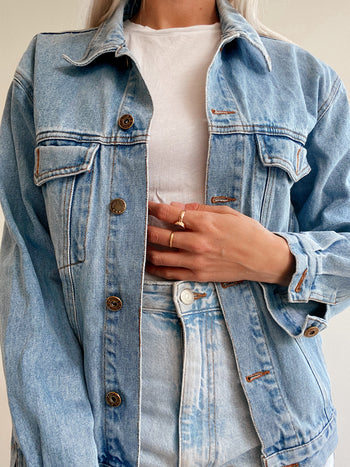 Veste en jeans vintage bleu clair  XXL