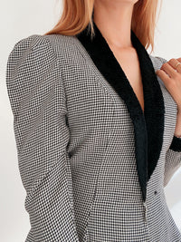 Veste Blazer vintage pied de poule noir et blanc M