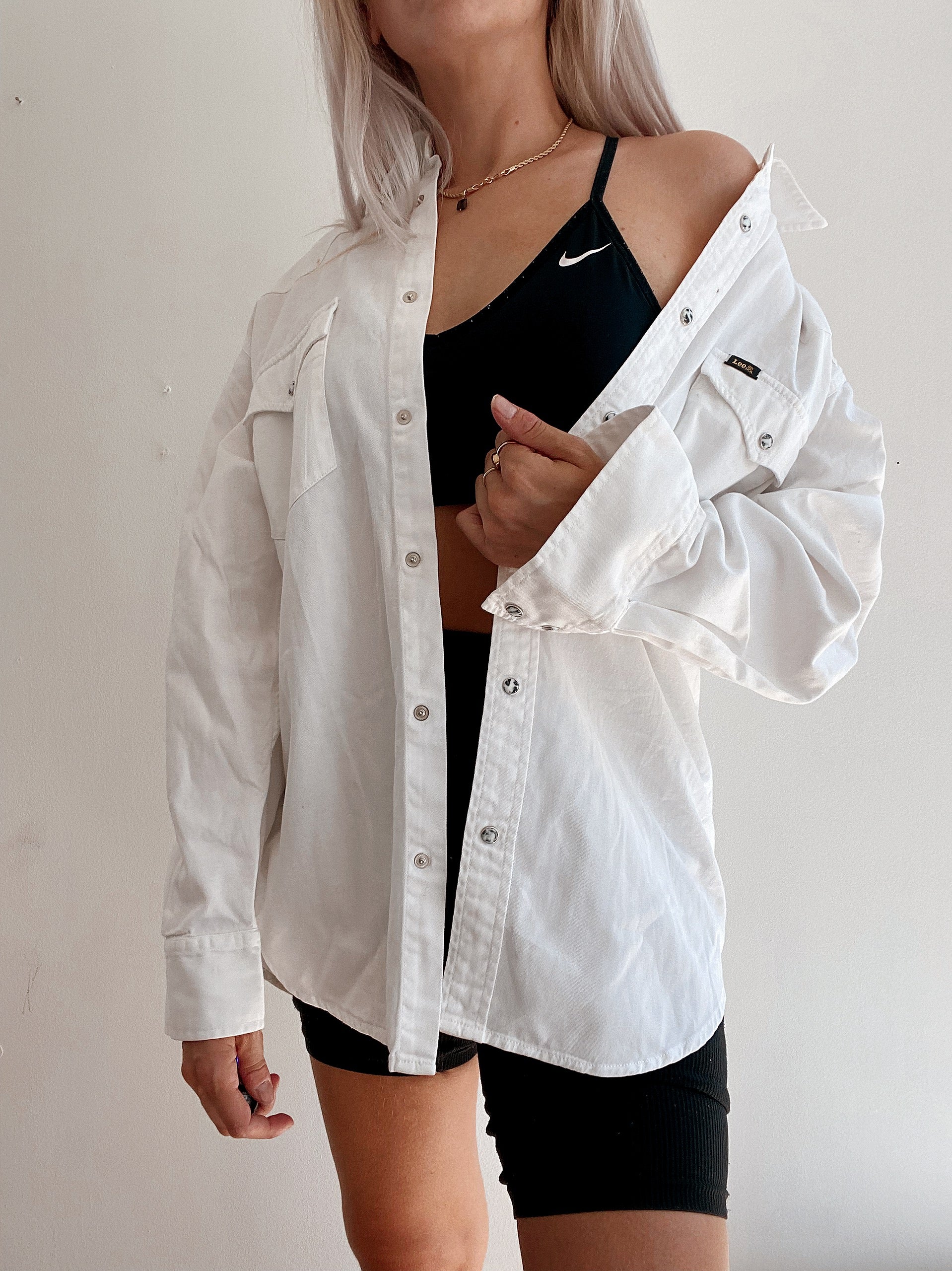 Chemise vintage en jeans blanche Lee