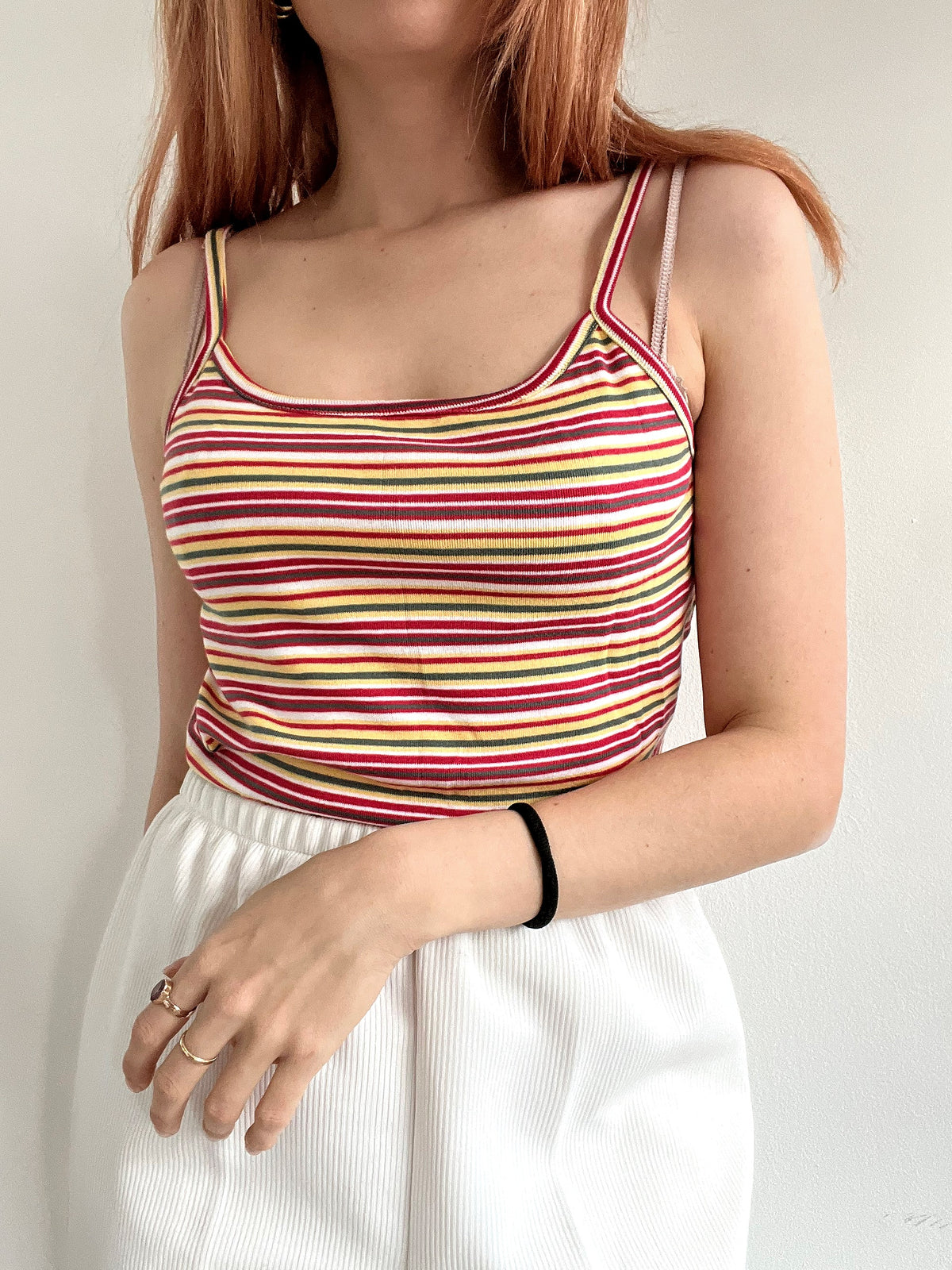 Top vintage rayé multicolore M