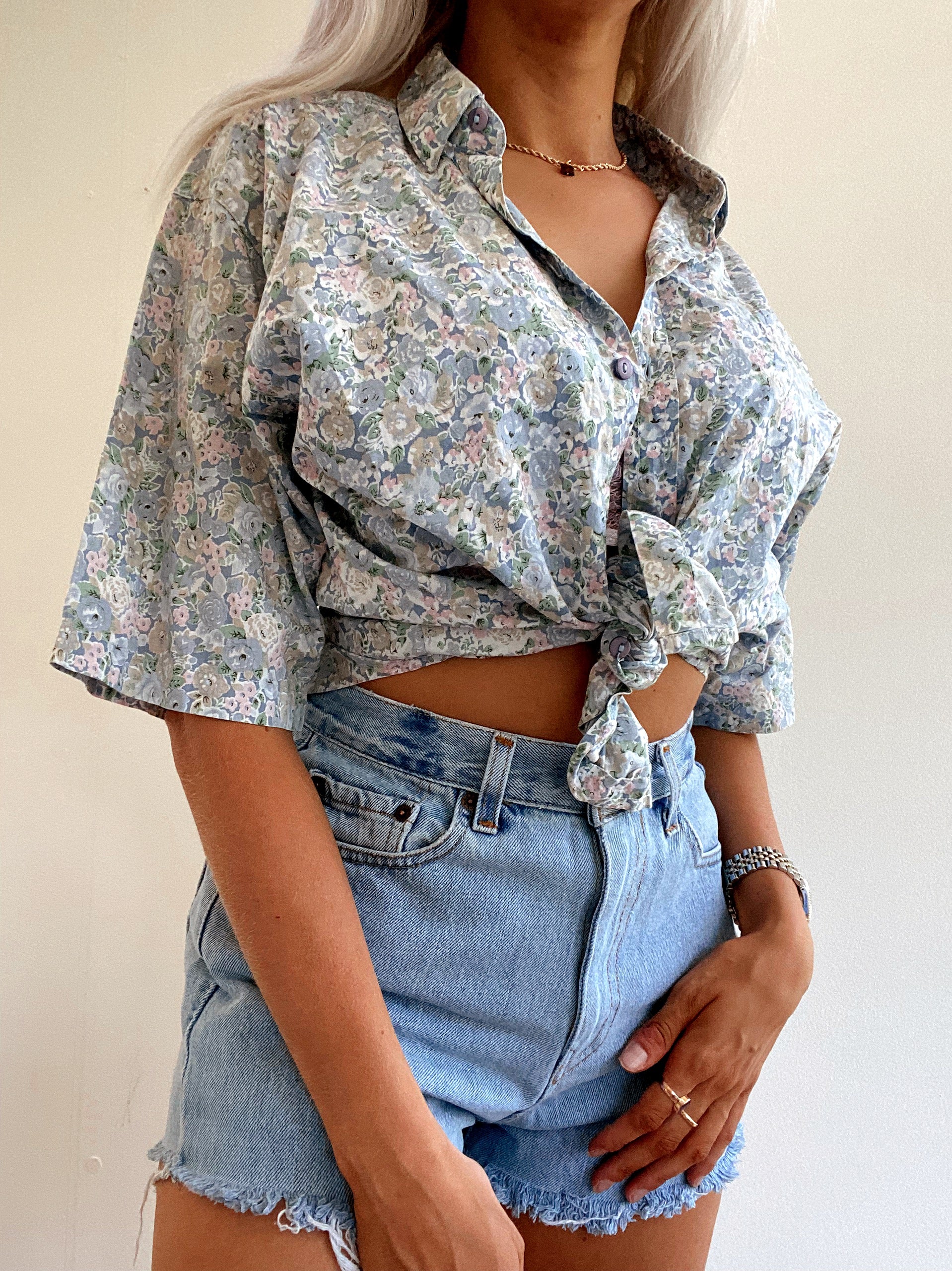 Chemise Vintage 80/90s pastel à fleurs