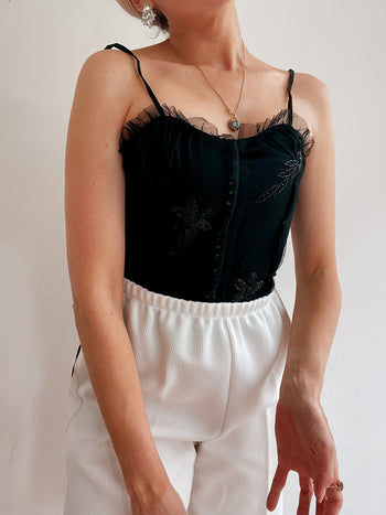 Corset/Lingerie noir  avec petites paillettes  S