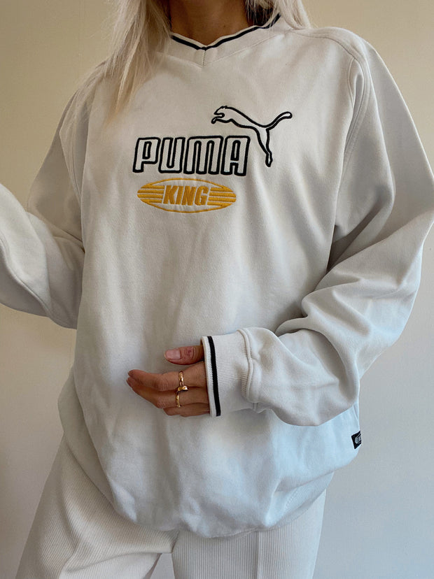 Vintage weißer Puma Pullover L