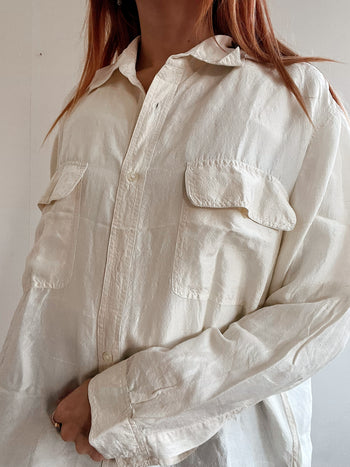 Chemise en soie blanc cassé L