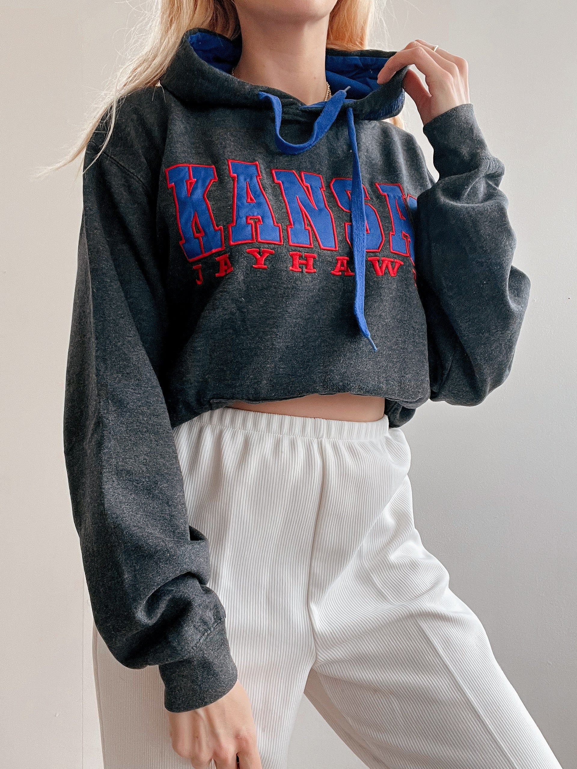 White and blue jacket with orange collar Adidas XL