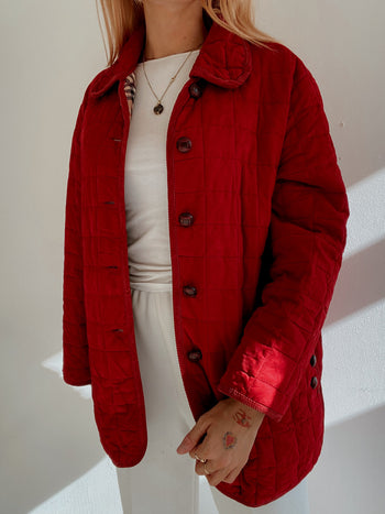 Veste vintage matelassée rouge M