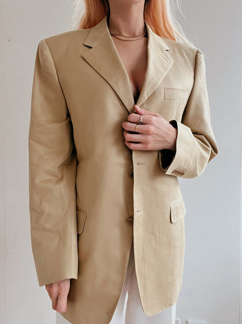 Vintage beige/senffarbene Blazerjacke L