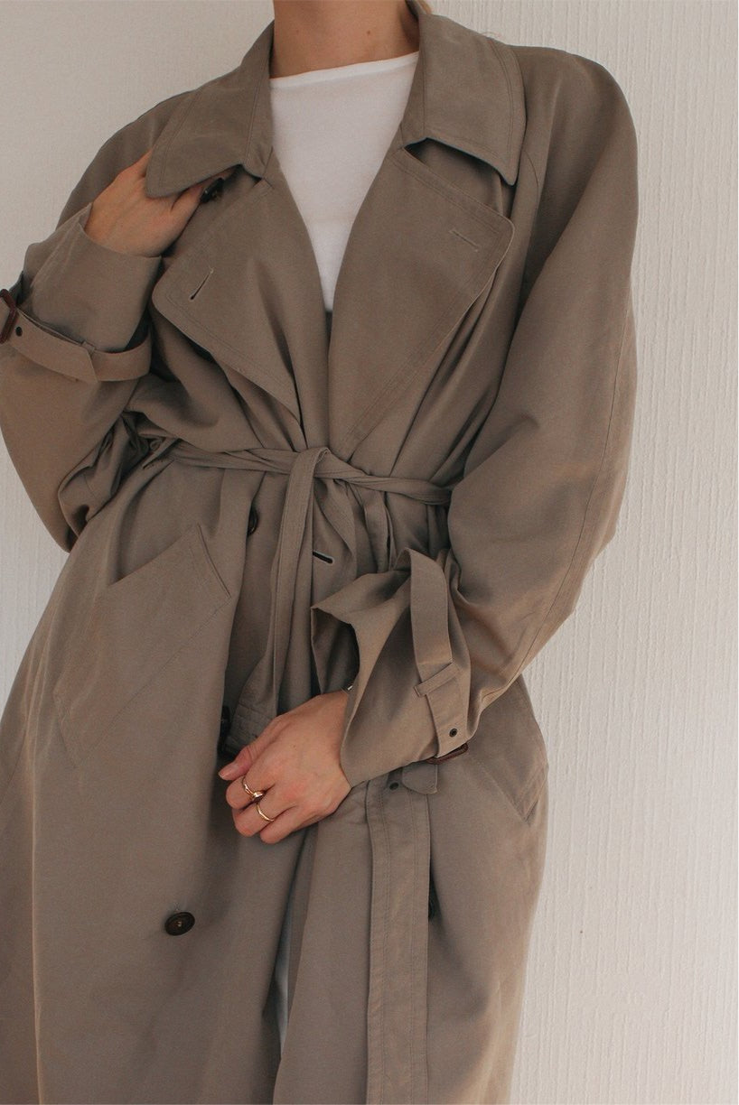 Brown checkered 70/80s trench coat