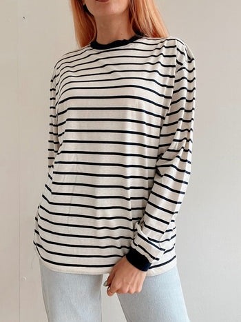 Pull basic marinière blanc et bleu M