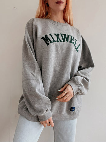 Pull américain vintage gris clair et vert XL