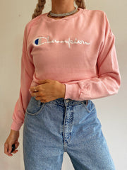 Pull vintage Champion rose Clair XS/S