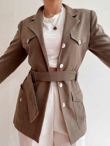 Veste vintage avec ceinture taupe S