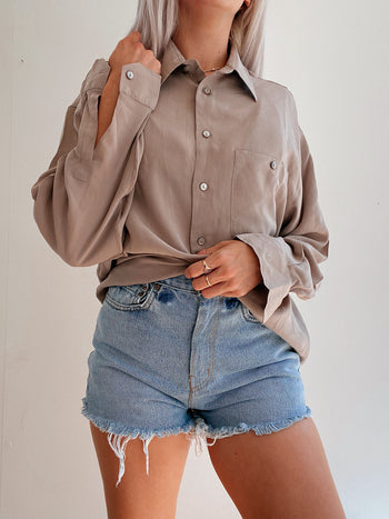 Chemise vintage 80’s 90’s beige unie L