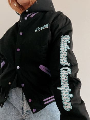 Bomber vintage américaine noire et violette L