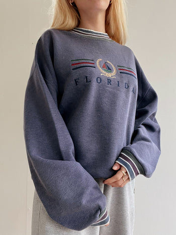 Vintage dunkellila bestickter Pullover XL