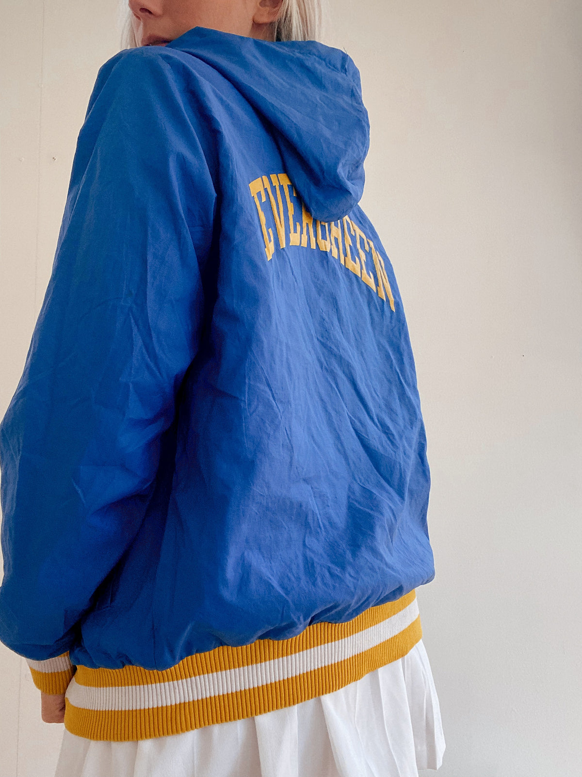 Veste américaine légère  bleue et jaune  L