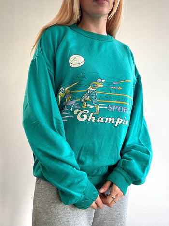 Pull vintage vert turquoise  M