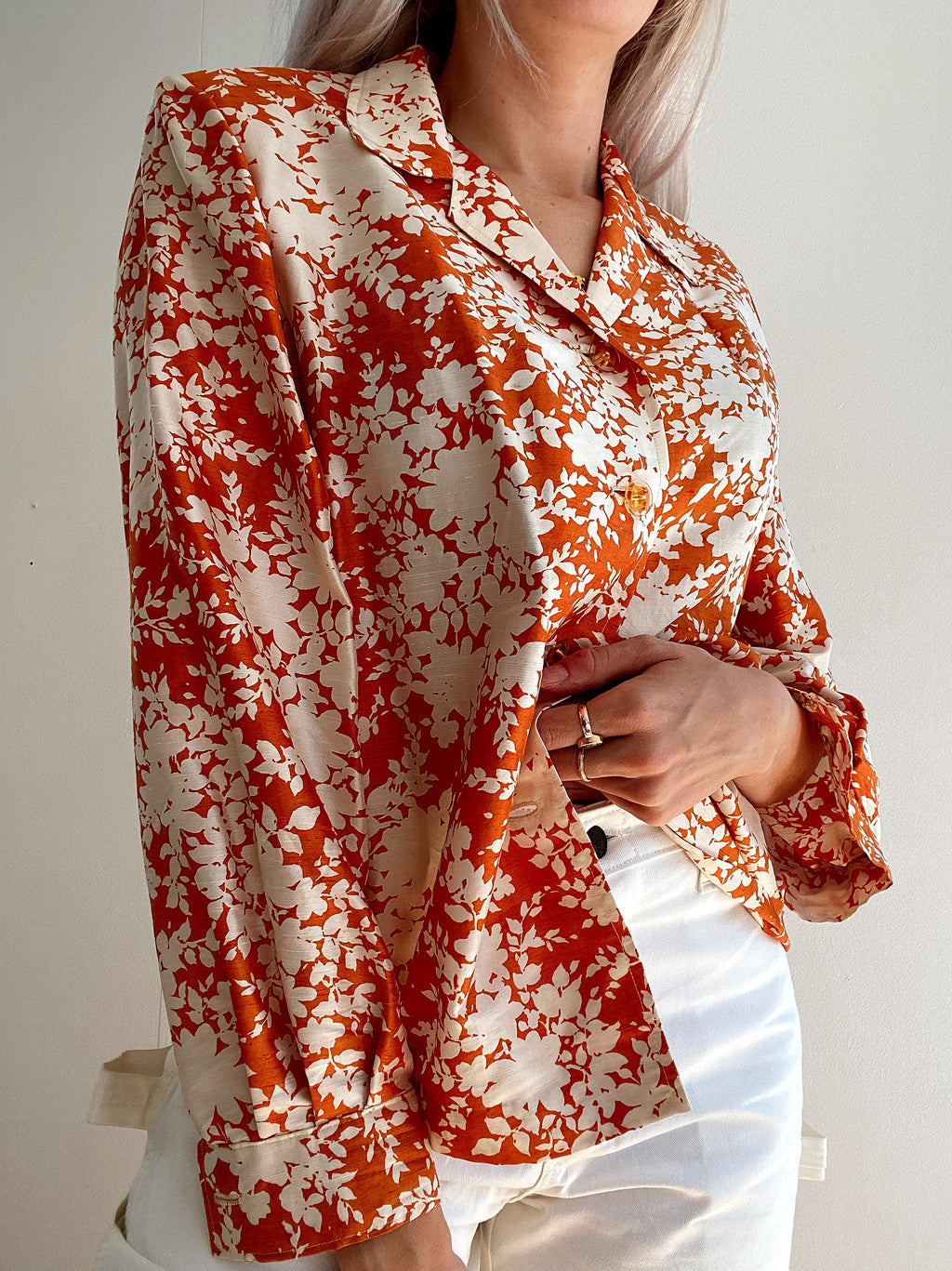 Chemise Vintage 80/90s orange en soie
